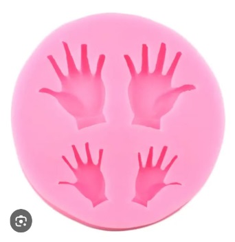 Molde silicona Manos x 4 redondo